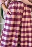 Nora Brushed Cotton Gingham Kick Pant Aubergine